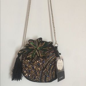 NWT Zara Pineapple Crossbody beaded bag